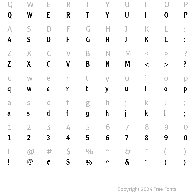 Character Map of Clearface Gothic LT Std 55 Roman