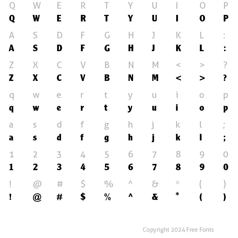 Character Map of Clearface Gothic MT Std Bold