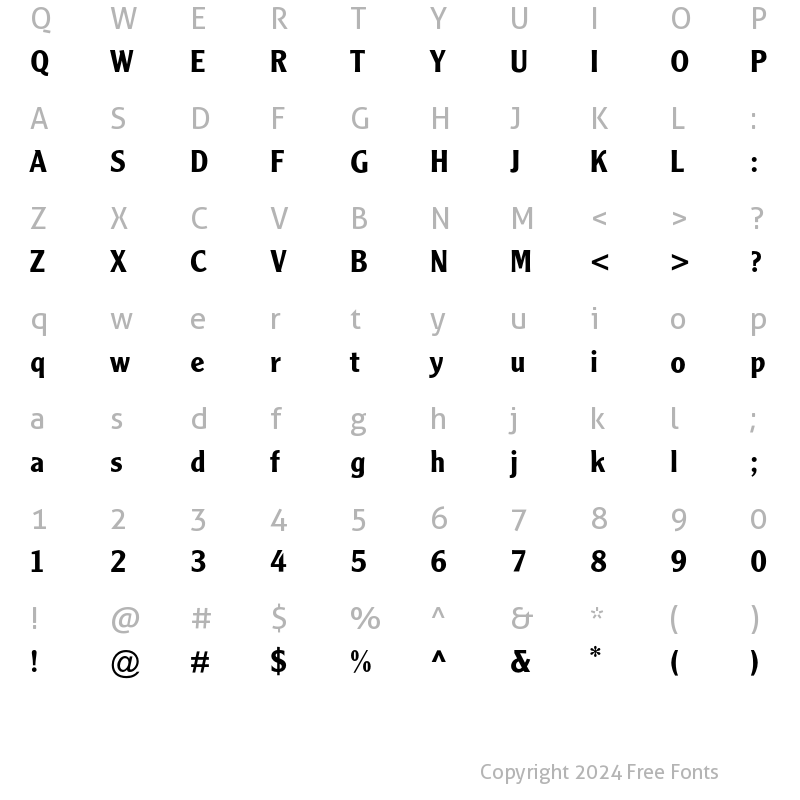 Character Map of Clearface Gothic MT Std Demi