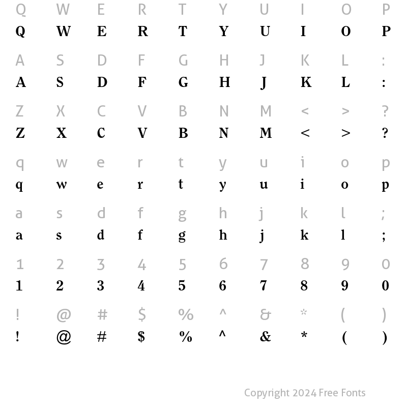 Character Map of Clearface MT Std Bold