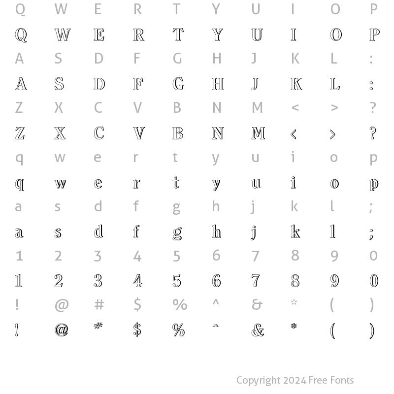 Character Map of Clearface OutlineShadow Regular