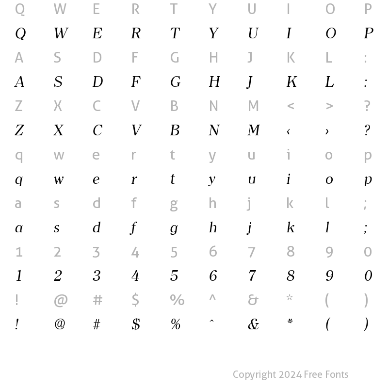 Character Map of Clearface-Serial RegularItalic