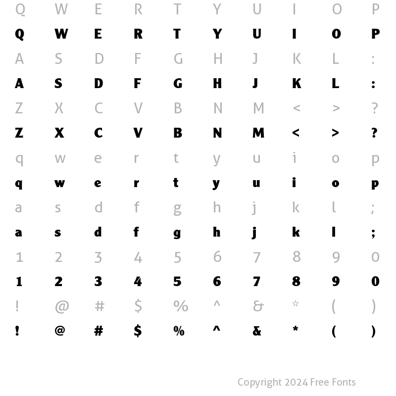 Character Map of ClearfaceGothicEF-ExtraBold Regular