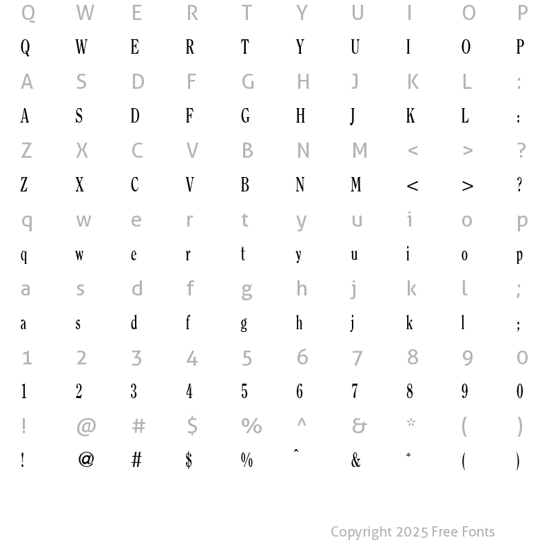 Character Map of ClearfaceOldStyleCond Regular