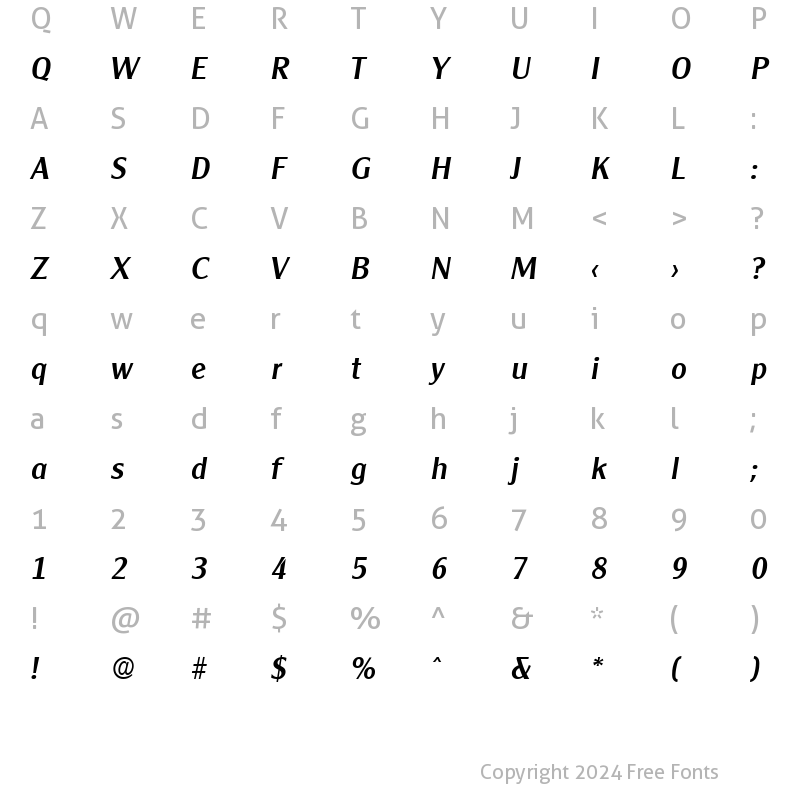 Character Map of Cleargothic-Serial-Medium RegularItalic