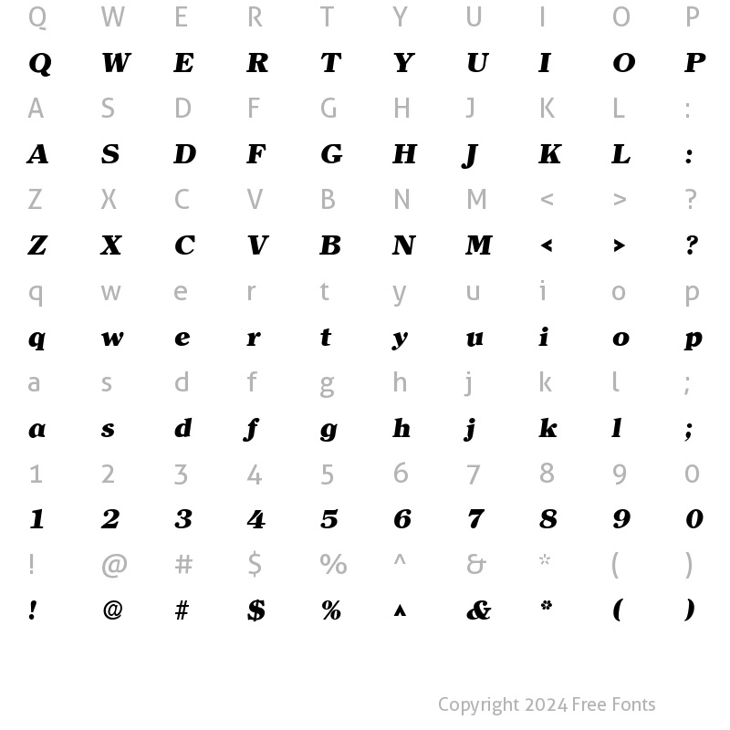 Character Map of ClearlyRomanHeavy Italic