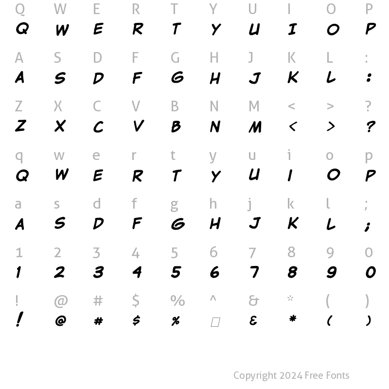 Character Map of Clementine Expanded Regular