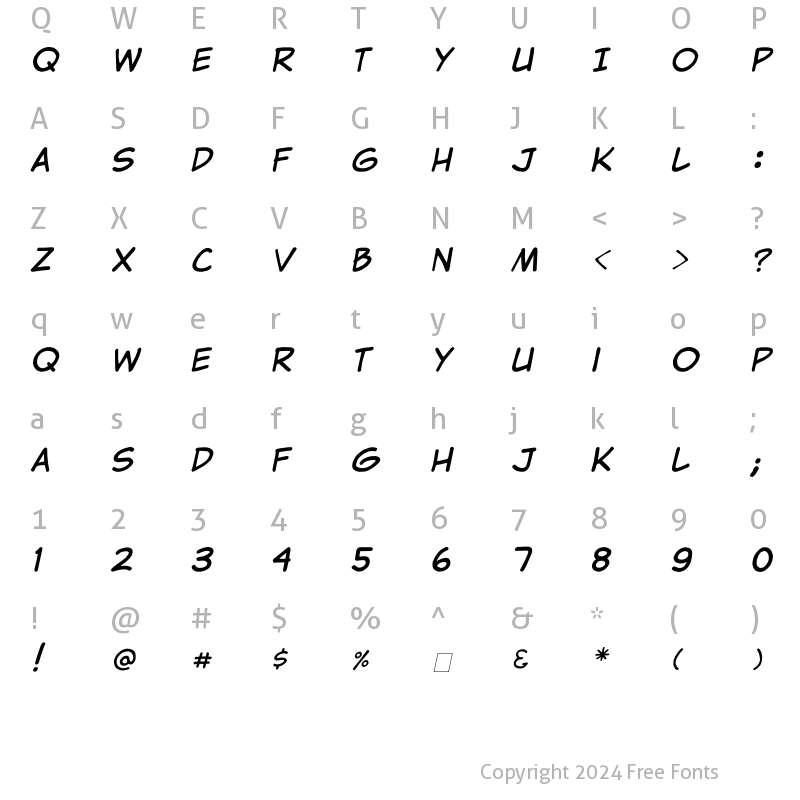 Character Map of Clementine Italic