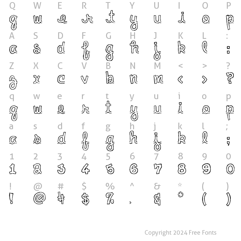 Character Map of Clementine Sketch Regular