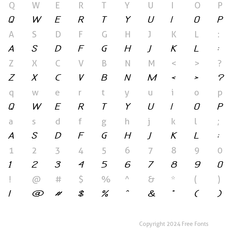 Character Map of Clever Trading Italic Regular