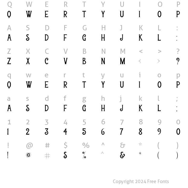 Character Map of CLHeading Regular