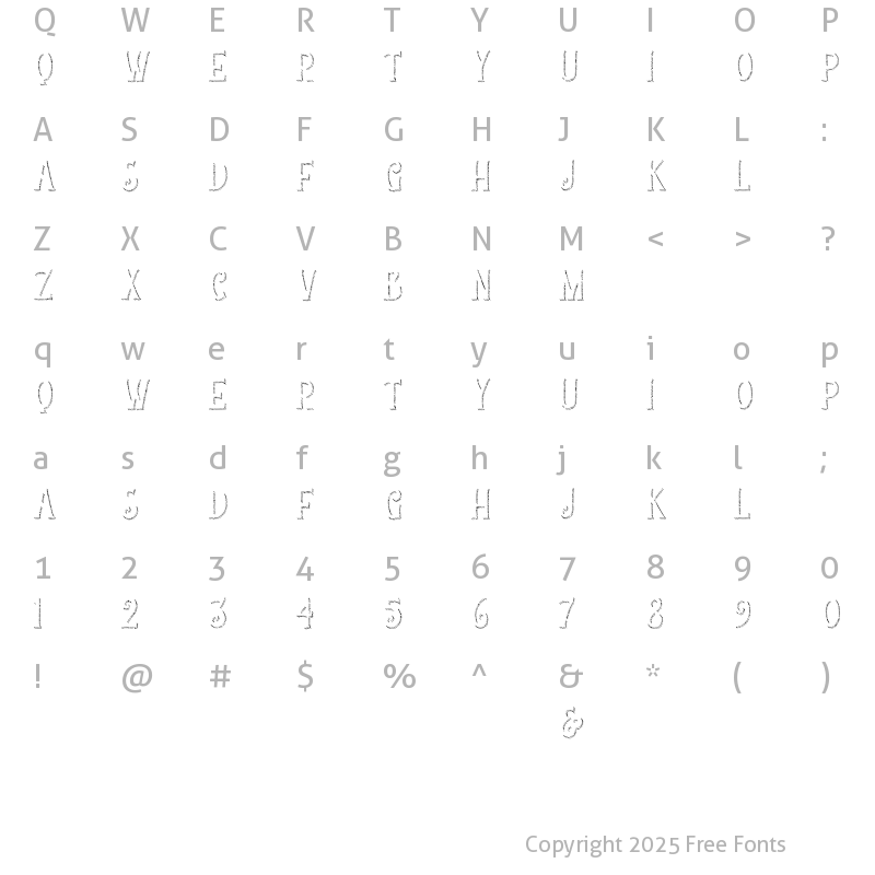 Character Map of CLHeading Shades Regular