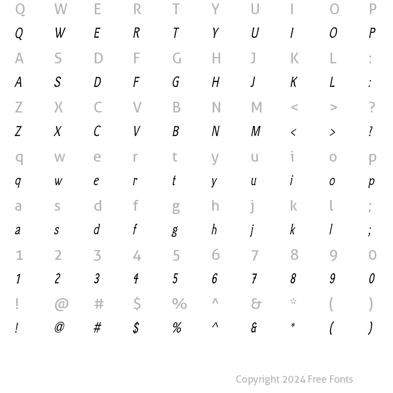 Character Map of Clichee Oblique