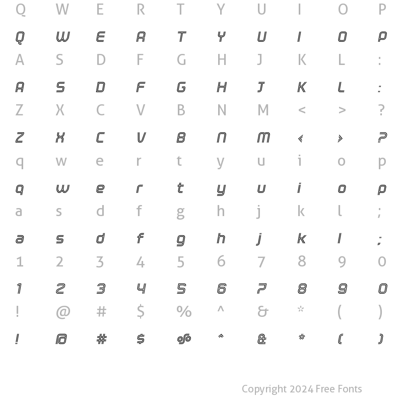 Character Map of ClickBold Oblique Regular