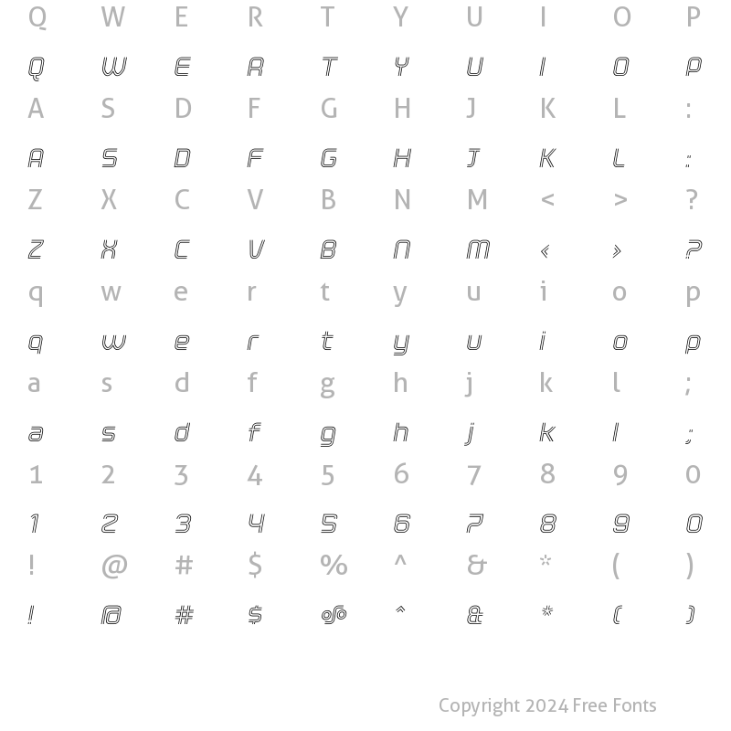 Character Map of ClickRegular Oblique Regular