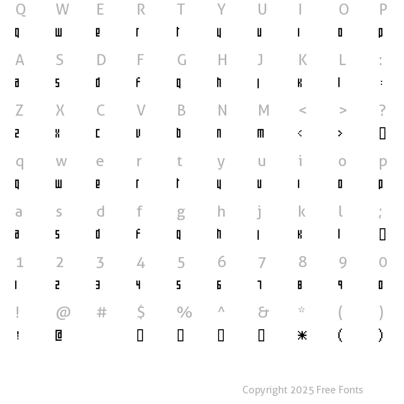 Character Map of clickscape Regular