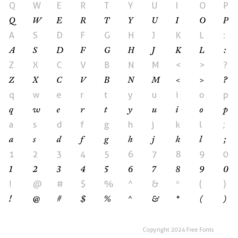 Character Map of CliffordSix AltLF Italic