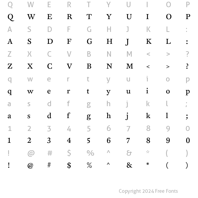 Character Map of CliffordSix LF Roman