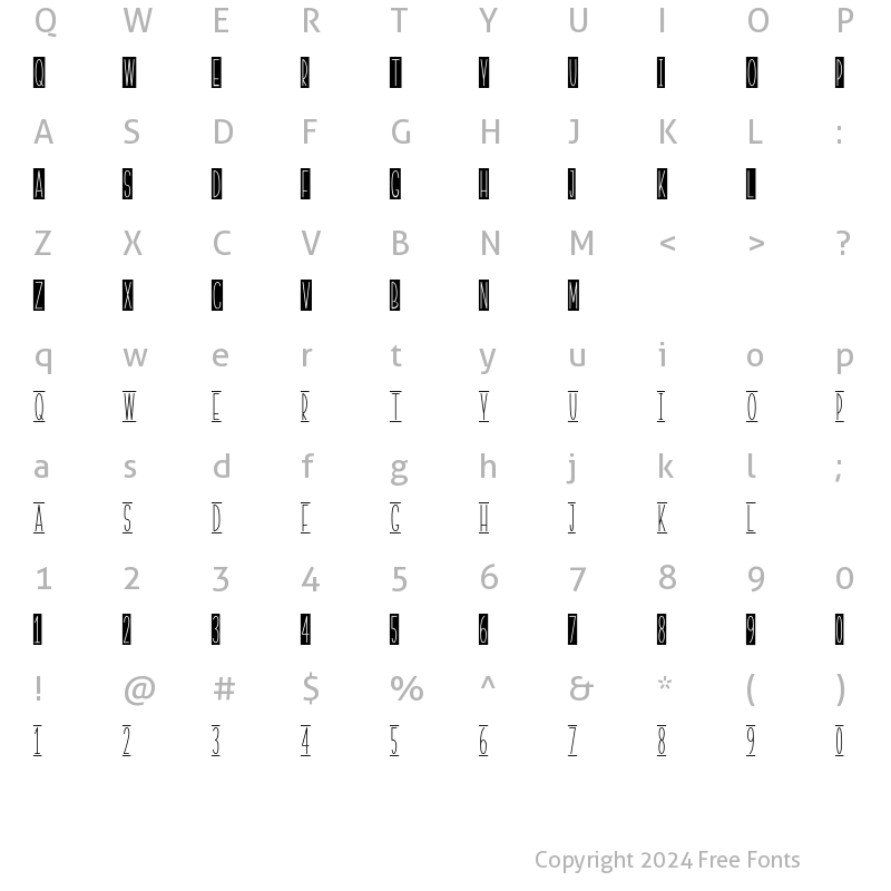 Character Map of CLN-Banners Regular