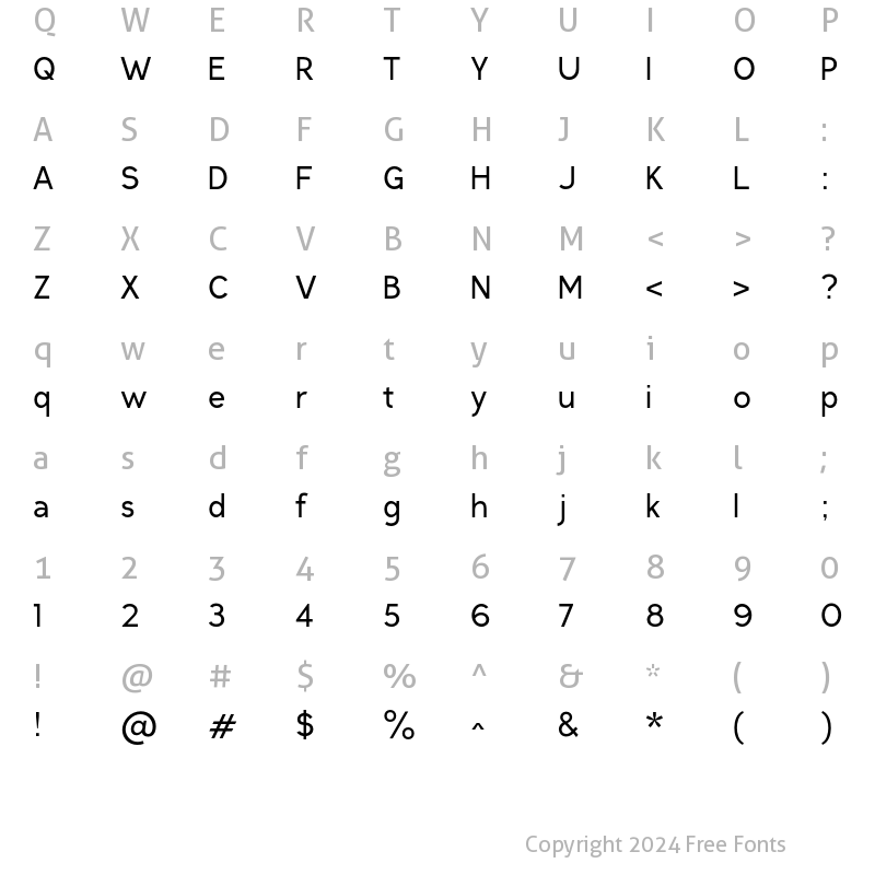 Character Map of Clockwise Light