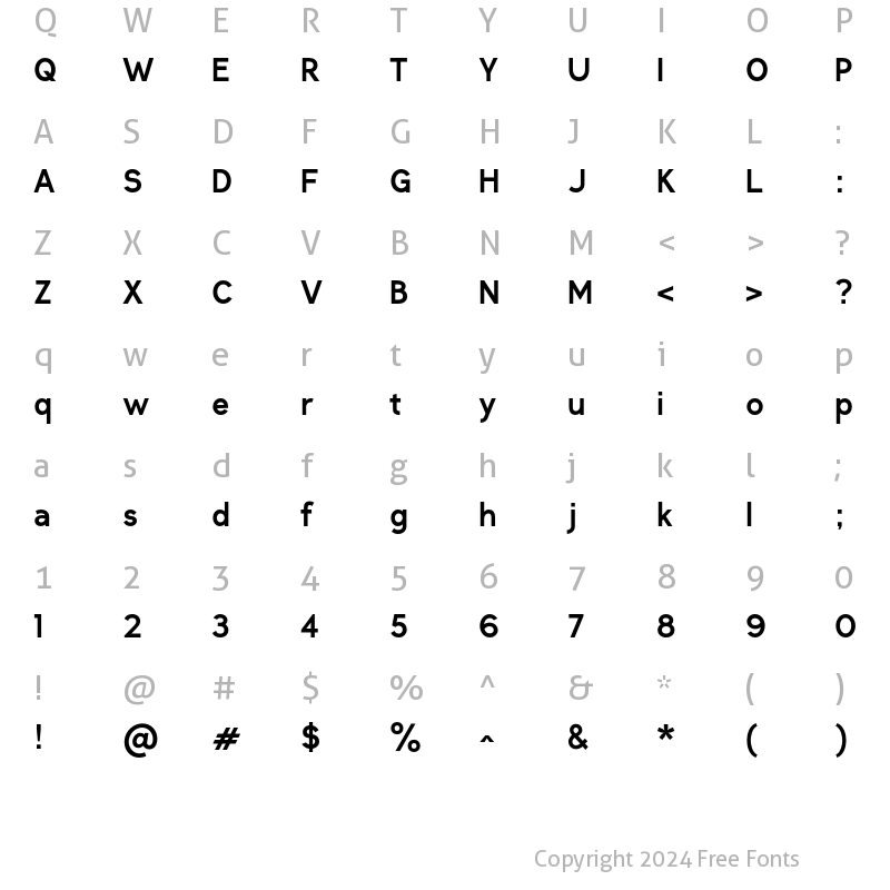 Character Map of Clockwise SemiBold