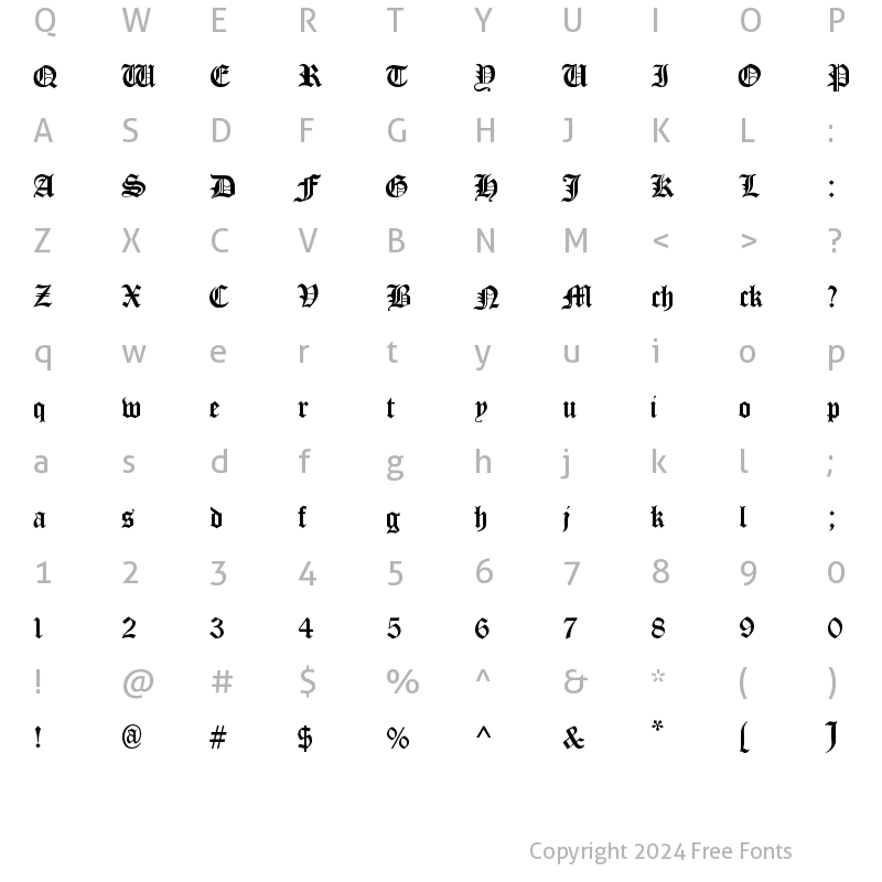 Character Map of Cloister Black Light