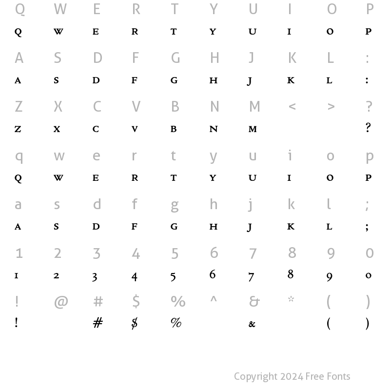 Character Map of Cloister SmallCaps Regular