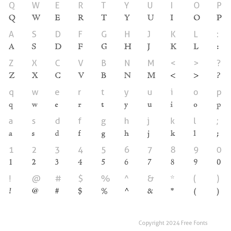 Character Map of Cloister Std Open Face