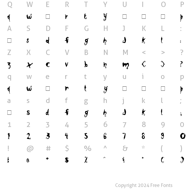 Character Map of Close to Me Demo Regular