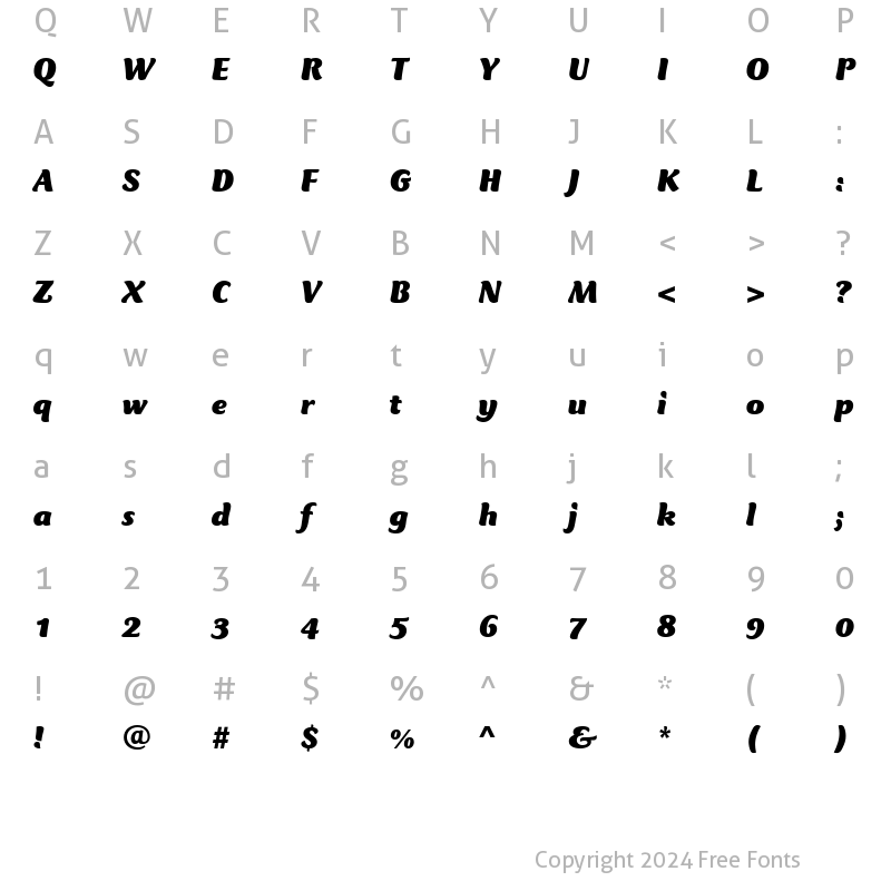 Character Map of ClubTypeMercurius-Black BlackItalic