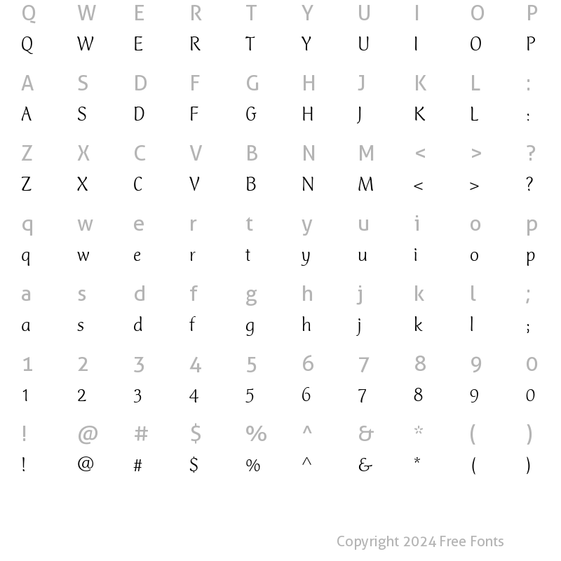 Character Map of ClubTypeMercurius-Light Light