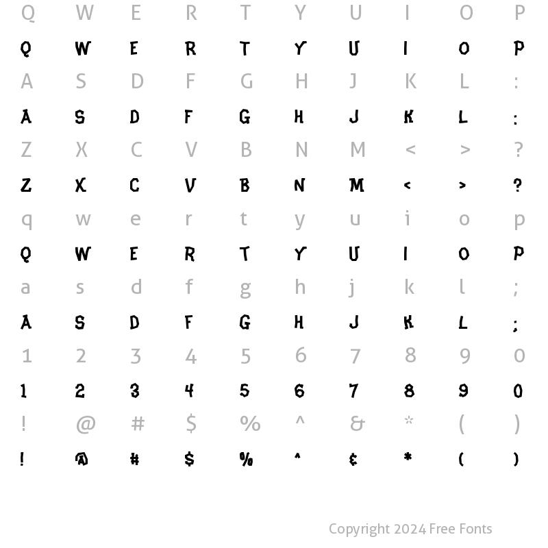 Character Map of Clunker AOE Regular