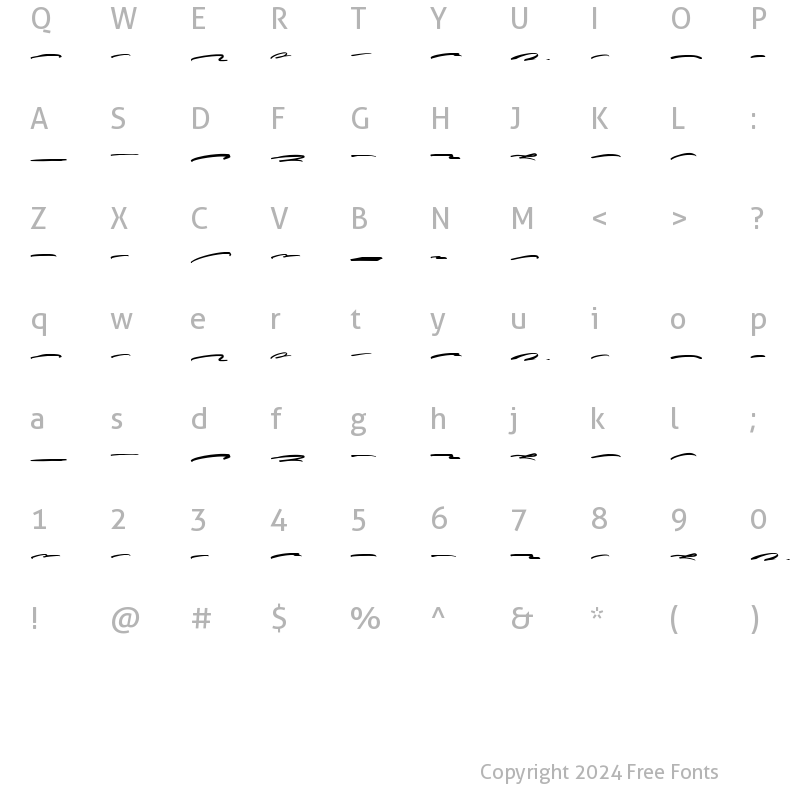 Character Map of Clusive Swash Regular