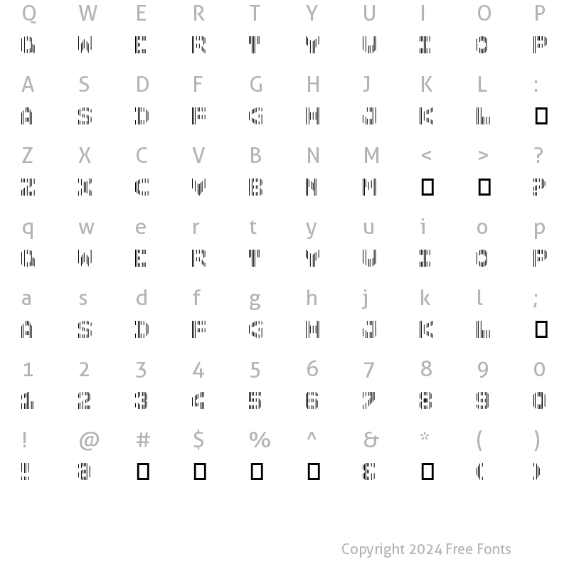 Character Map of CMC7 Regular