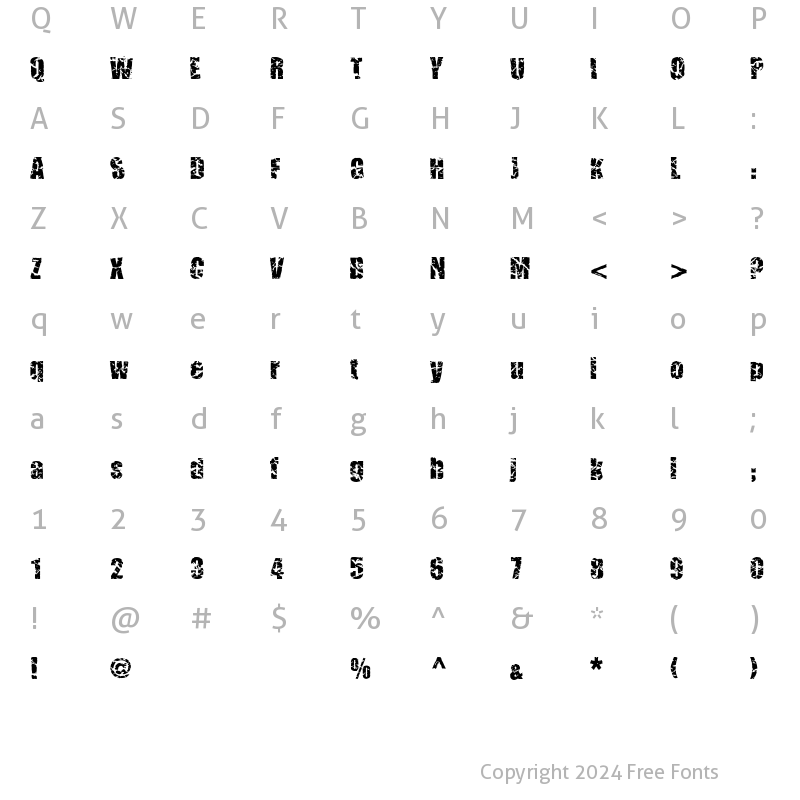 Character Map of CMCorruged Regular