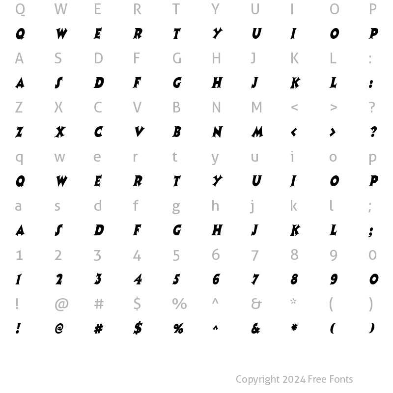 Character Map of CoasterNarrow Italic