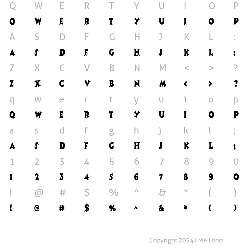 Character Map of CoasterNarrow Regular