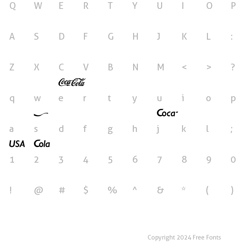 Character Map of CocaCola Regular