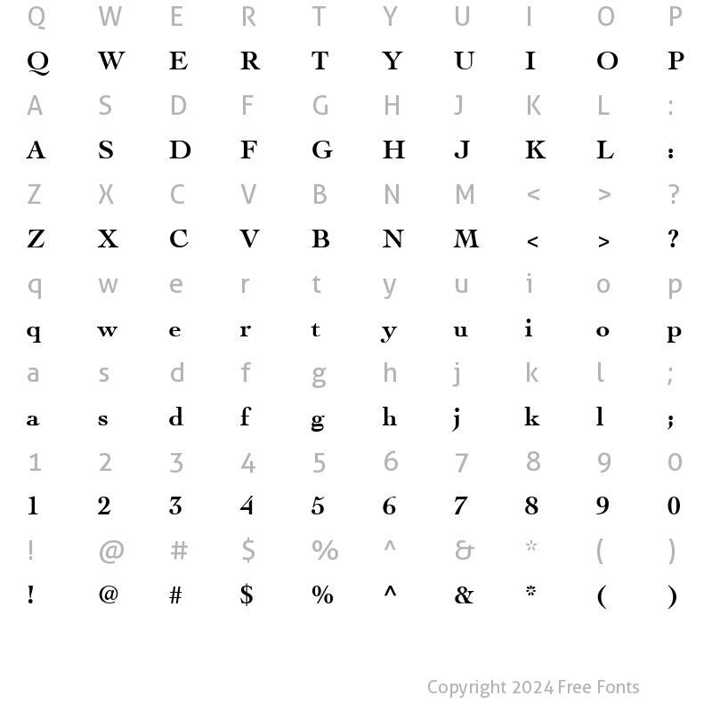 Character Map of Cochin LT Bold