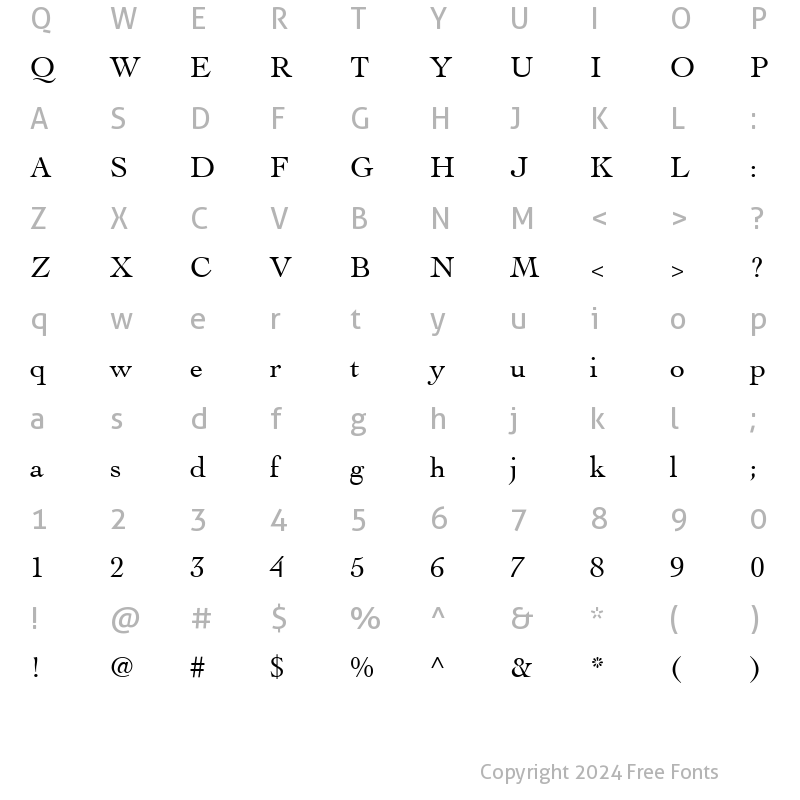 Character Map of Cochin LT Regular