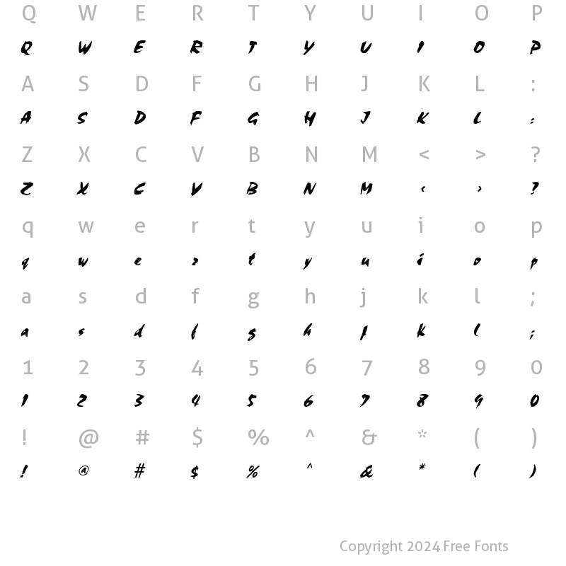 Character Map of Cocoa Italic