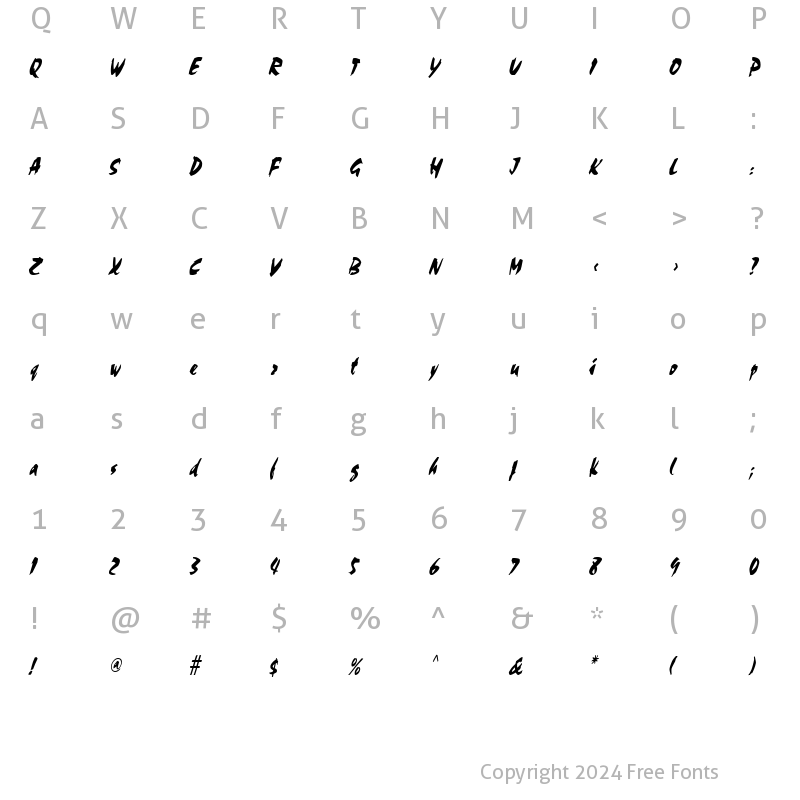 Character Map of Cocoa Thin Italic