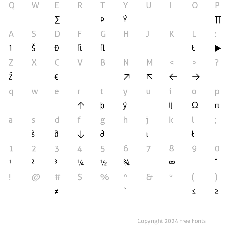 Character Map of Cocon LightConExp Regular