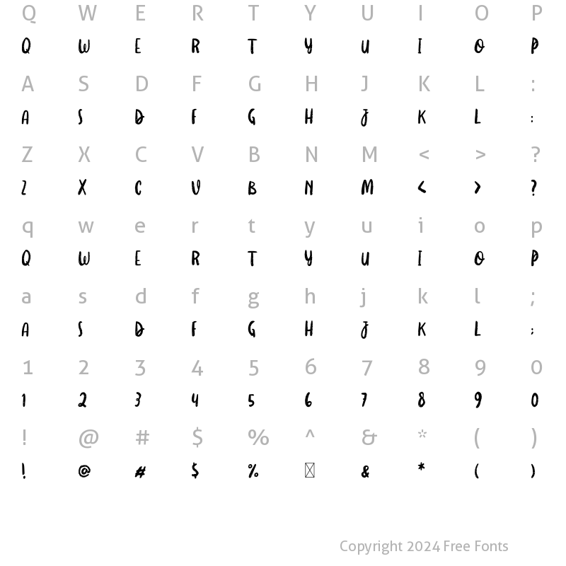 Character Map of Coconut Island Regular