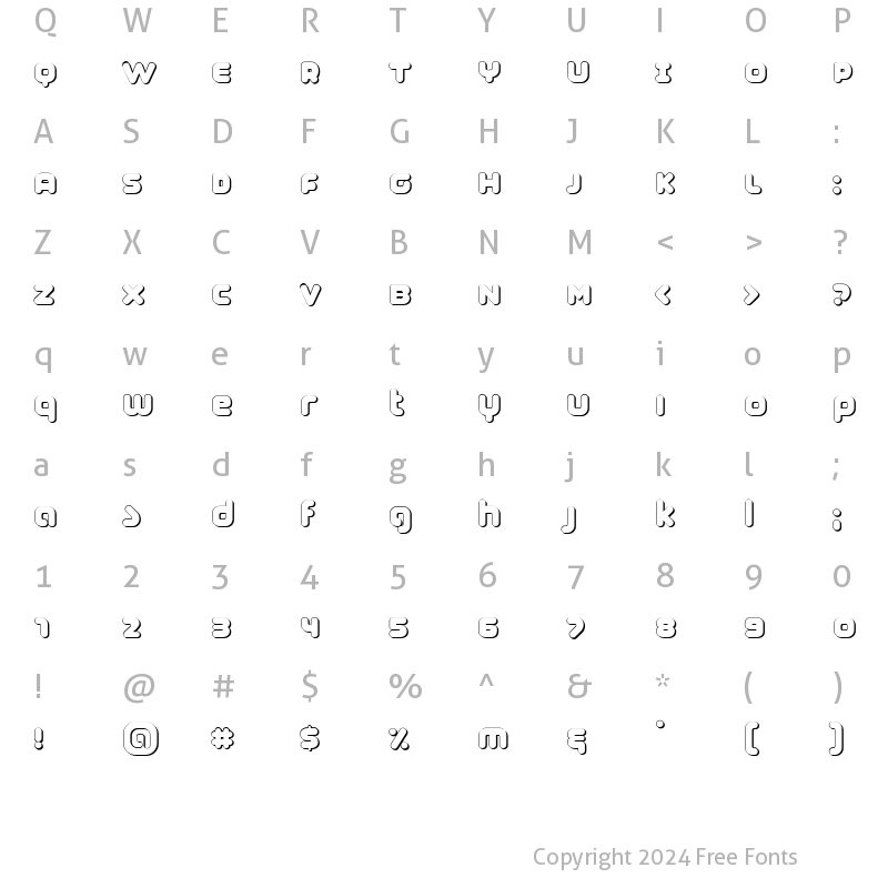 Character Map of Coconut Shadow Regular