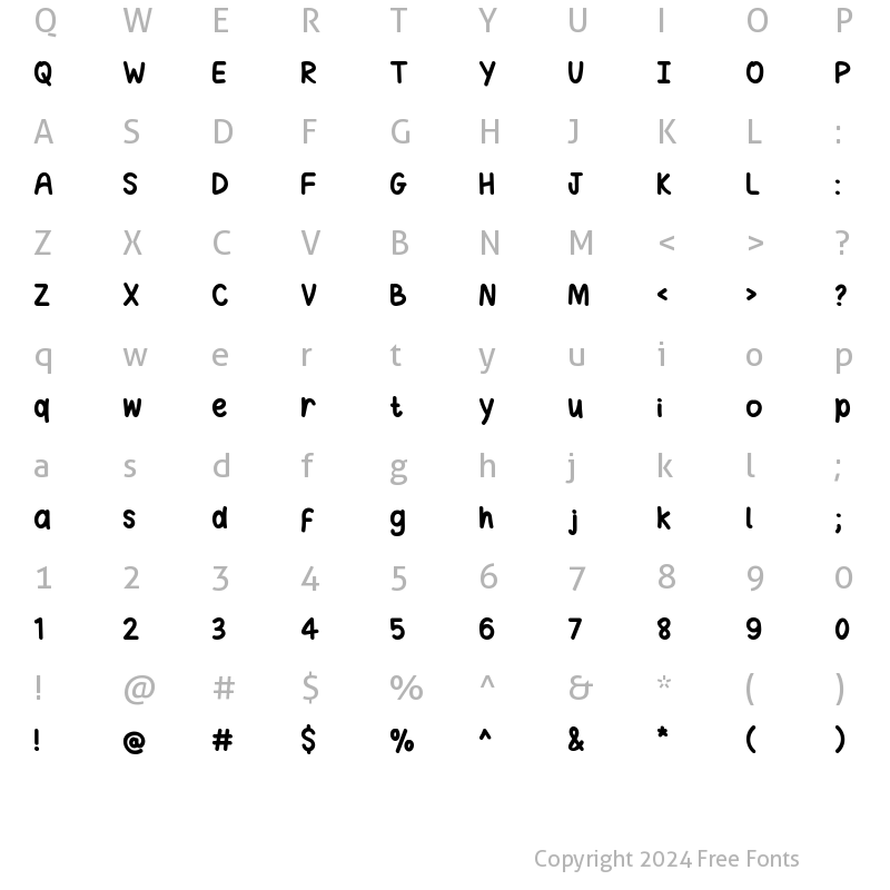 Character Map of coconutz Regular