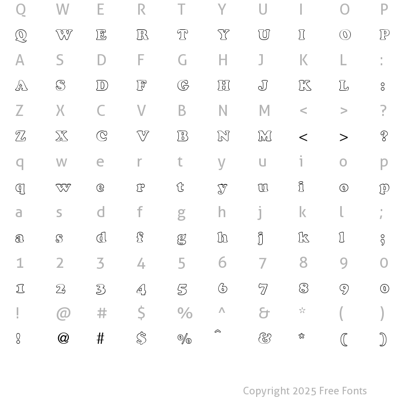 Character Map of CocosOutlineDB Normal