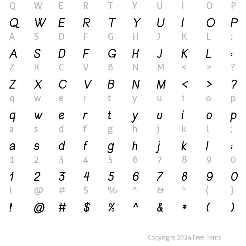 Character Map of CODA LOOP Italic Bold Italic Bold