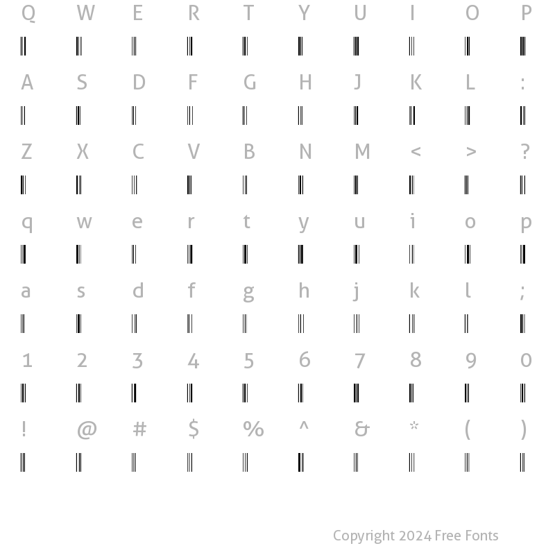 Character Map of Code 128 Regular