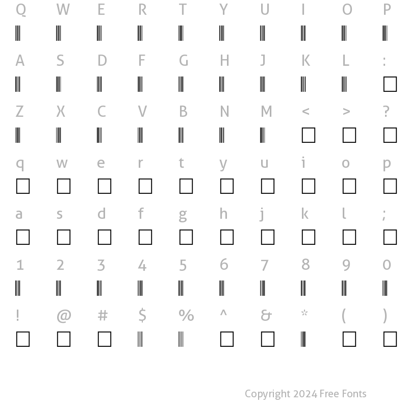 Character Map of Code-39-20 Normal